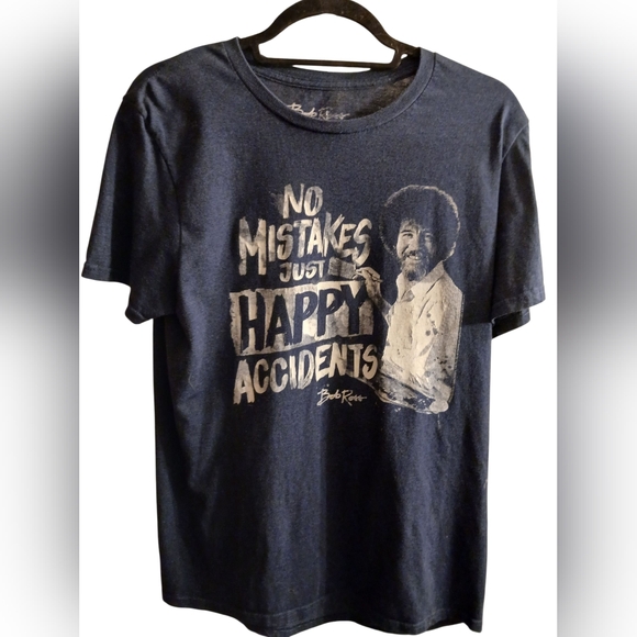 Bob Ross No Mistakes Just Happy Accidents  Size Medium Tee - Picture 1 of 2